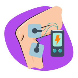 Illustration d’une stimulation transcutanée électrique nerveuse d’une jambe